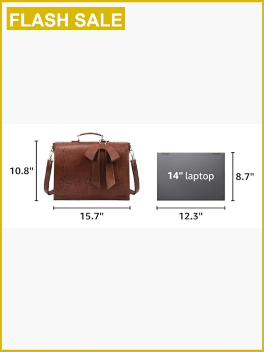Vegan Leather Laptop Briefcase Satchel Bag for Work